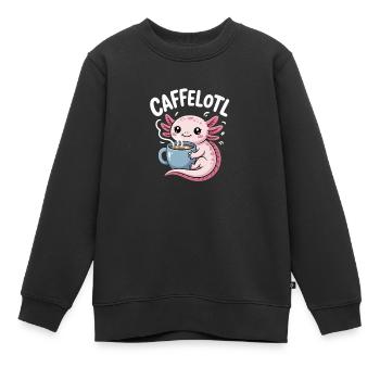 Caffelotl Axolotl Mit Kaffee Koffein Humor - Kinder Premium Organic Sweatshirt - Schwarz - Vorne - AI Model Kid Female (0cm)