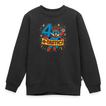 4 TASTIC Superhero Birthday Party Gift For Four - Kinder Premium Organic Sweatshirt - Schwarz - Vorne - AI Model Kid Female (0cm)