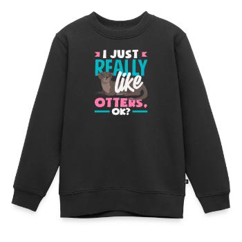 Realy Like Sea Otter Cartoon - Kinder Premium Organic Sweatshirt - Schwarz - Vorne - AI Model Kid Female (0cm)