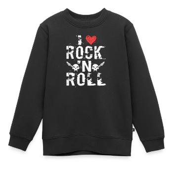 J’aime le rock 'n roll musique Guitare Rock Band - Sweat Premium enfant bio - noir - Devant - AI Model Kid Female (0cm)