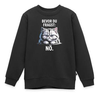 Bevor Du Fragst Nö Katze Morgenmuffel Nein Katzen - Kinder Premium Organic Sweatshirt - Schwarz - Vorne - AI Model Kid Female (0cm)