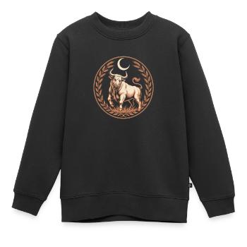 Stier Sternzeichen Mond Lorbeer Kräftiger Taurus - Kinder Premium Organic Sweatshirt - Schwarz - Vorne - AI Model Kid Female (0cm)