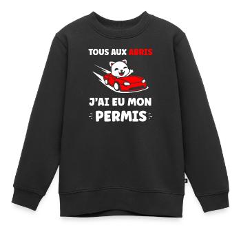 Panda im roten Cabrio erlaubt - Kinder Premium Organic Sweatshirt - Schwarz - Vorne - AI Model Kid Female (0cm)