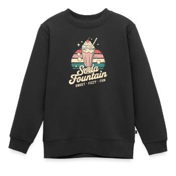 Publicité pour les sodas vintage - Sweat Premium enfant bio - noir - Devant - AI Model Kid Female (0cm)