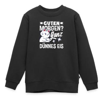 Bonjour chat de glace très mince - Sweat Premium enfant bio - noir - Devant - AI Model Kid Female (0cm)