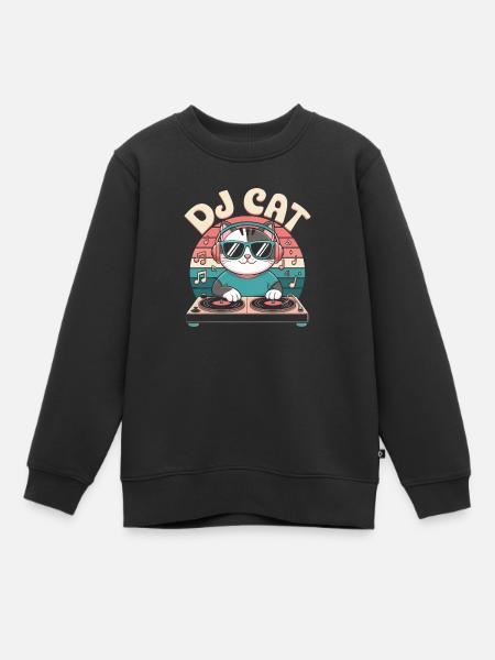 Lustige DJ Katze - Kinder Premium Organic Sweatshirt - Schwarz