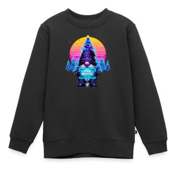 Cyberpunk Code Gnome - Synthwave Noël Nerd - Sweat Premium enfant bio - noir - Devant - AI Model Kid Female (0cm)