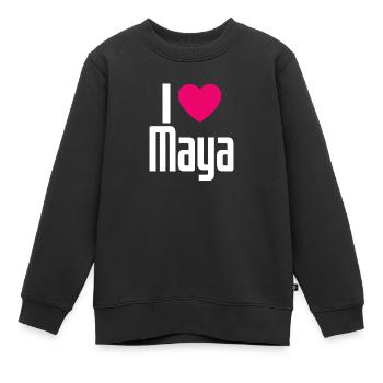 J’aime Maya Cœur Rose J’aime Maya - Sweat Premium enfant bio - noir - Devant - AI Model Kid Female (0cm)
