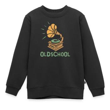 Oldschool Grammophon Retro Design - Kinder Premium Organic Sweatshirt - Schwarz - Vorne - AI Model Kid Female (0cm)