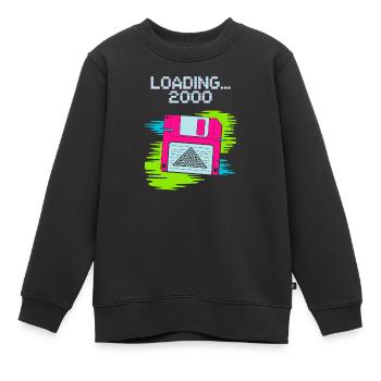 Disquette Nostalgie 2000 - Sweat Premium enfant bio - noir - Devant - AI Model Kid Female (0cm)