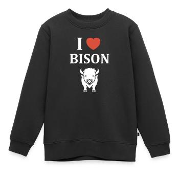 Bison - Kinder Premium Organic Sweatshirt - Schwarz - Vorne - AI Model Kid Female (0cm)