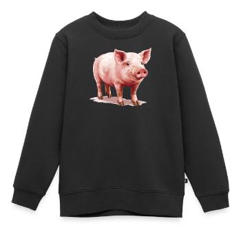 Cochon Cochon - Sweat Premium enfant bio - noir - Devant - AI Model Kid Female (0cm)