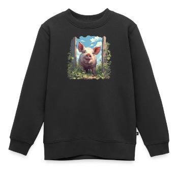 Cochon Cochon - Sweat Premium enfant bio - noir - Devant - AI Model Kid Female (0cm)