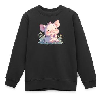 Schweine Schwein - Kinder Premium Organic Sweatshirt - Schwarz - Vorne - AI Model Kid Female (0cm)