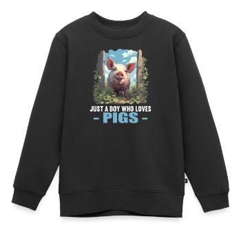 Cochon Cochon - Sweat Premium enfant bio - noir - Devant - AI Model Kid Female (0cm)