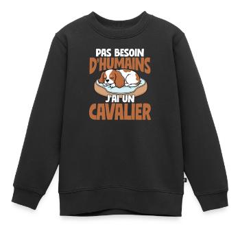 Je n’ai pas besoin de gens, j’en ai un - Sweat Premium enfant bio - noir - Devant - AI Model Kid Female (0cm)