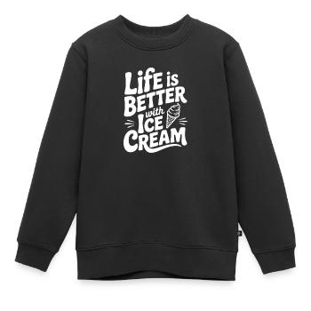Das Leben ist besser mit Sahne - Kinder Premium Organic Sweatshirt - Schwarz - Vorne - AI Model Kid Female (0cm)