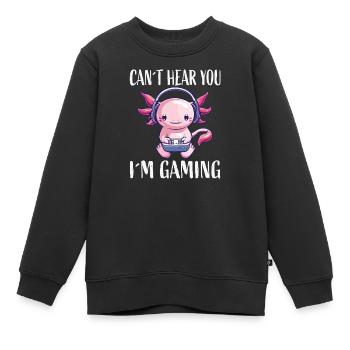 Gaming Axolotl mit Kopfhörer - Kinder Premium Organic Sweatshirt - Schwarz - Vorne - AI Model Kid Female (0cm)