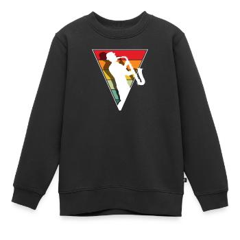Saxophonist Retro-saxophonist Bandmitglied - Kinder Premium Organic Sweatshirt - Schwarz - Vorne - AI Model Kid Female (0cm)