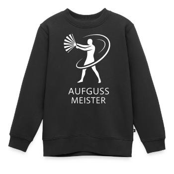 Sauna Aufguss Meister Fächer Piktogramm Minimalist - Kinder Premium Organic Sweatshirt - Schwarz - Vorne - AI Model Kid Female (0cm)