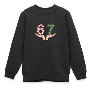 Sapin canne d’orge de Noël numéro 67 - Sweat Premium enfant bio - noir - Devant - AI Model Kid Female (0cm)