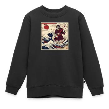 F Notes du professeur samouraï Vague de tsunami - Sweat Premium enfant bio - noir - Devant - AI Model Kid Female (0cm)