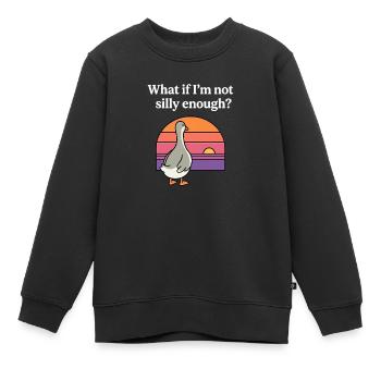 Was, wenn ich nicht albern genug bin, lustige Gans-Retro - Kinder Premium Organic Sweatshirt - Schwarz - Vorne - AI Model Kid Female (0cm)