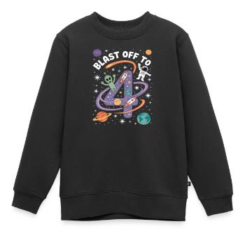 Abflug ins Weltall 4. Geburtstag Kindergeburtstag - Kinder Premium Organic Sweatshirt - Schwarz - Vorne - AI Model Kid Female (0cm)