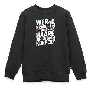 Glatze Wer Braucht Schon Haare Halbglatze Glatzen - Kinder Premium Organic Sweatshirt - Schwarz - Vorne - AI Model Kid Female (0cm)