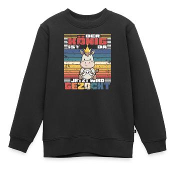 Game King computer game - Kids Premium Organic Sweatshirt - black - Front - AI Model Kid Female (0cm)