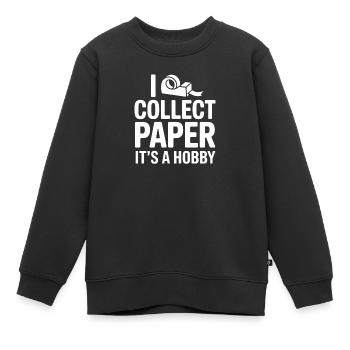 Je collectionne du papier, c’est un hobby - Sweat Premium enfant bio - noir - Devant - AI Model Kid Female (0cm)