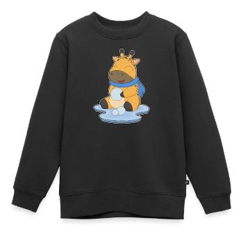 Giraffe Winter Schneeball - Kinder Premium Organic Sweatshirt - Schwarz - Vorne - AI Model Kid Female (0cm)