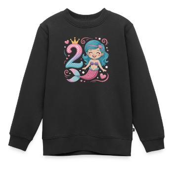 Meerjungfrau 2. Geburtstag 2 Jahre - Kinder Premium Organic Sweatshirt - Schwarz - Vorne - AI Model Kid Female (0cm)