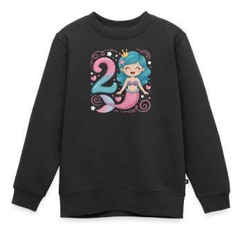 Meerjungfrau 2. Geburtstag 2 Jahre - Kinder Premium Organic Sweatshirt - Schwarz - Vorne - AI Model Kid Female (0cm)