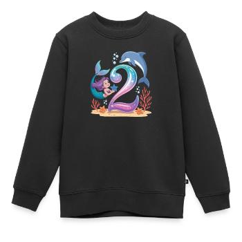 Meerjungfrau 2. Geburtstag 2 Jahre - Kinder Premium Organic Sweatshirt - Schwarz - Vorne - AI Model Kid Female (0cm)