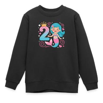 Meerjungfrau 2. Geburtstag 2 Jahre - Kinder Premium Organic Sweatshirt - Schwarz - Vorne - AI Model Kid Female (0cm)