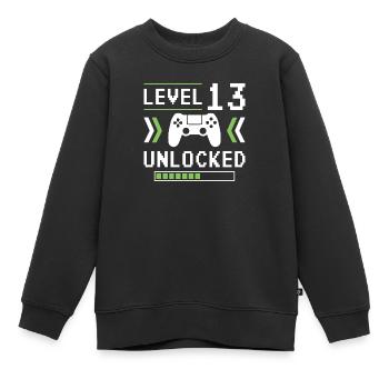 Niveau 13 - Sweat Premium enfant bio - noir - Devant - AI Model Kid Female (0cm)