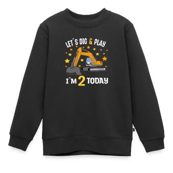 Excavatrice de 2e anniversaire de garçon de 2e anniversaire - Sweat Premium enfant bio - noir - Devant - AI Model Kid Female (0cm)