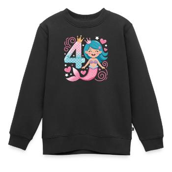 Meerjungfrau 4. Geburtstag 4 Jahre - Kinder Premium Organic Sweatshirt - Schwarz - Vorne - AI Model Kid Female (0cm)
