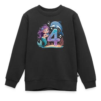 Meerjungfrau 4. Geburtstag 4 Jahre - Kinder Premium Organic Sweatshirt - Schwarz - Vorne - AI Model Kid Female (0cm)