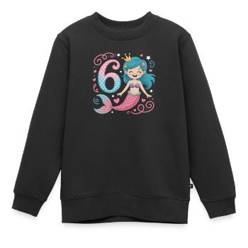 Meerjungfrau 6. Geburtstag 6 Jahre - Kinder Premium Organic Sweatshirt - Schwarz - Vorne - AI Model Kid Female (0cm)