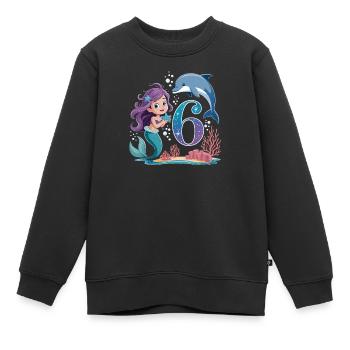 Meerjungfrau 6. Geburtstag 6 Jahre - Kinder Premium Organic Sweatshirt - Schwarz - Vorne - AI Model Kid Female (0cm)