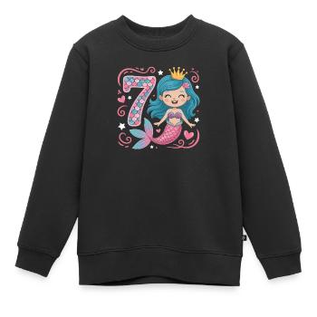 Meerjungfrau 7. Geburtstag 7 Jahre - Kinder Premium Organic Sweatshirt - Schwarz - Vorne - AI Model Kid Female (0cm)