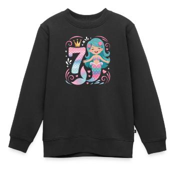 Meerjungfrau 7. Geburtstag 7 Jahre - Kinder Premium Organic Sweatshirt - Schwarz - Vorne - AI Model Kid Female (0cm)