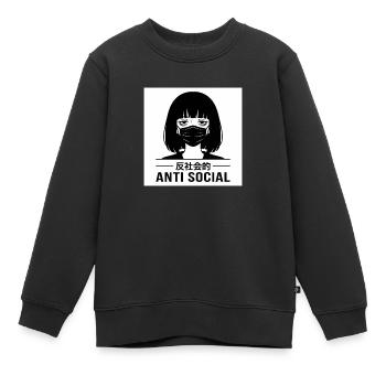 Antisoziales Japanisches Vaporwave Anime Mädchen - Kinder Premium Organic Sweatshirt - Schwarz - Vorne - AI Model Kid Female (0cm)