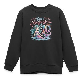 Cette sirène a 10 ans de fille 10 ans - Sweat Premium enfant bio - noir - Devant - AI Model Kid Female (0cm)