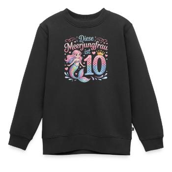 Cette sirène a 10 ans de fille 10 ans - Sweat Premium enfant bio - noir - Devant - AI Model Kid Female (0cm)