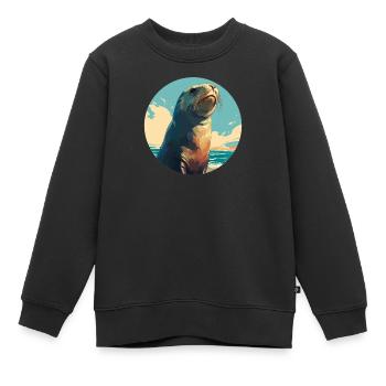Lions de mer Lion de mer - Sweat Premium enfant bio - noir - Devant - AI Model Kid Female (0cm)