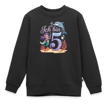 Ich Bin 5 Meerjungfrauen Mädchen 5. Geburtstag - Kinder Premium Organic Sweatshirt - Schwarz - Vorne - AI Model Kid Female (0cm)