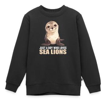 Lions de mer Lion de mer - Sweat Premium enfant bio - noir - Devant - AI Model Kid Female (0cm)